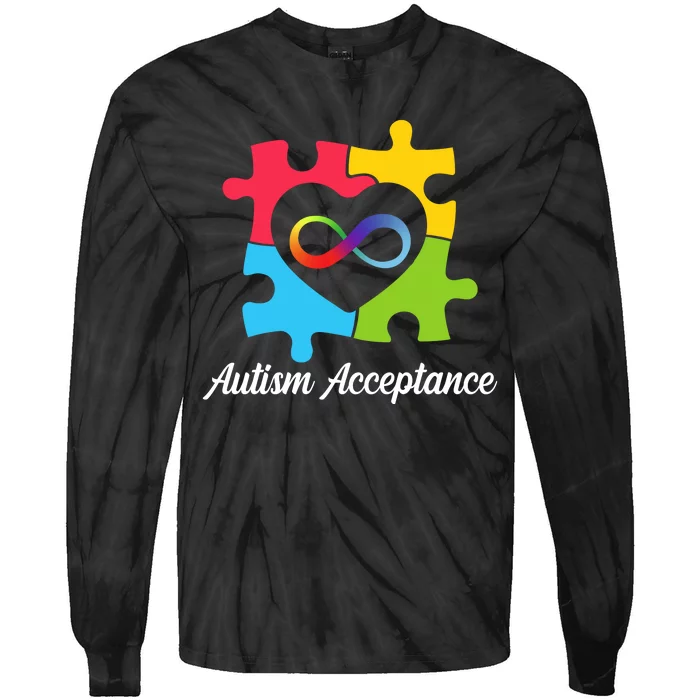 Infinity Heart Love Autism Awareness Acceptance Tie-Dye Long Sleeve Shirt