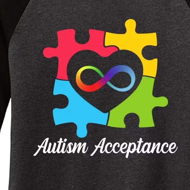 Infinity Heart Love Autism Awareness Acceptance Women's Tri-Blend 3/4-Sleeve Raglan Shirt