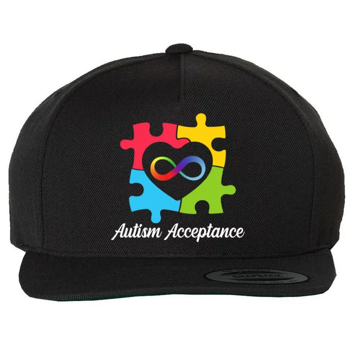 Infinity Heart Love Autism Awareness Acceptance Wool Snapback Cap