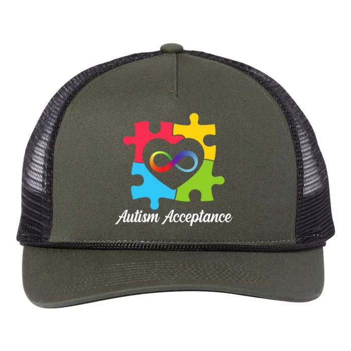 Infinity Heart Love Autism Awareness Acceptance Retro Rope Trucker Hat Cap