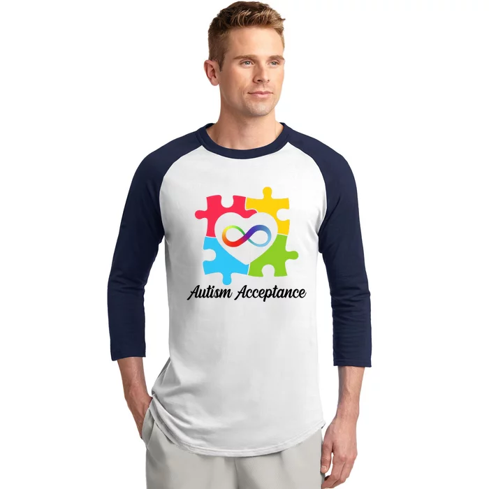 Infinity Heart Love Autism Awareness Acceptance Baseball Sleeve Shirt