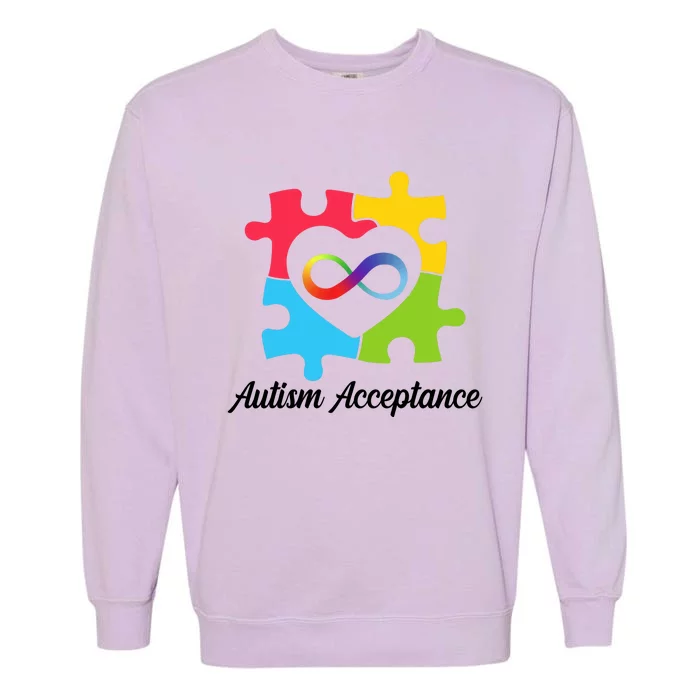 Infinity Heart Love Autism Awareness Acceptance Garment-Dyed Sweatshirt