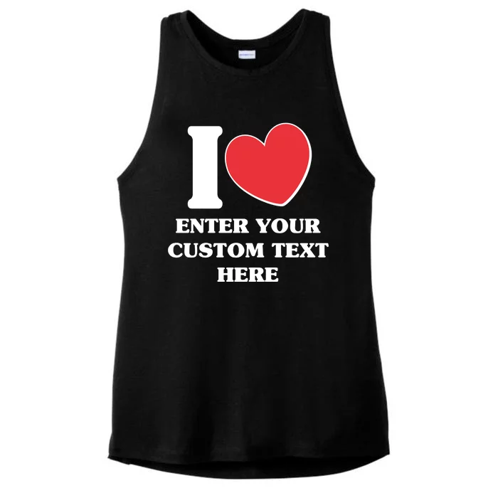 I Heart Love Custom Text Personalize Ladies Tri-Blend Wicking Tank