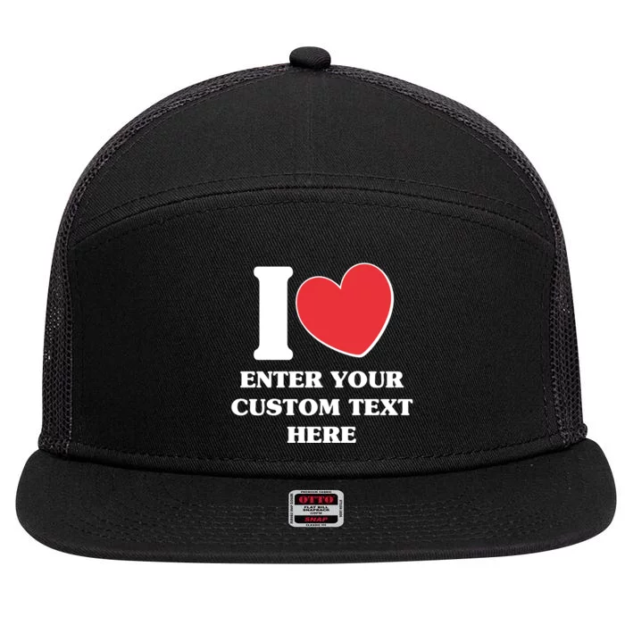 I Heart Love Custom Text Personalize 7 Panel Mesh Trucker Snapback Hat