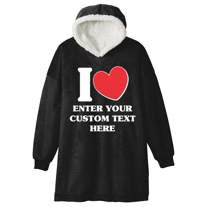 I Heart Love Custom Text Personalize Hooded Wearable Blanket