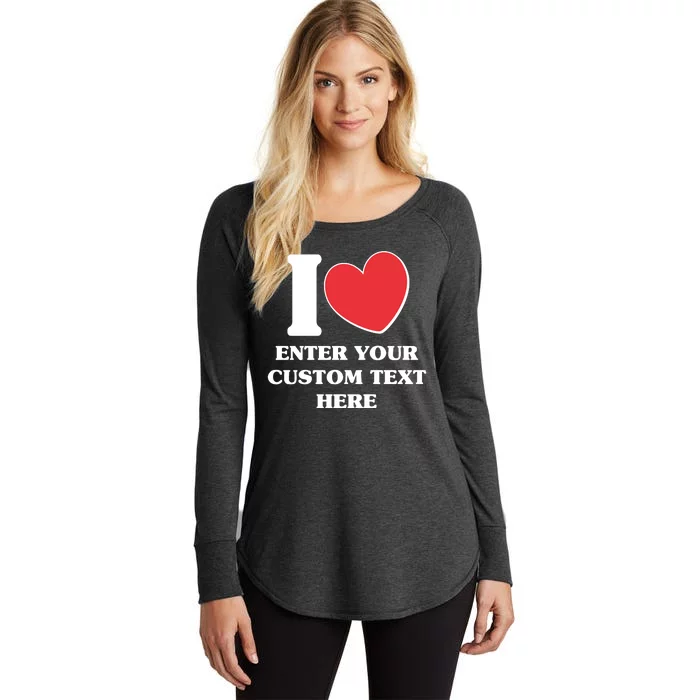 I Heart Love Custom Text Personalize Women's Perfect Tri Tunic Long Sleeve Shirt