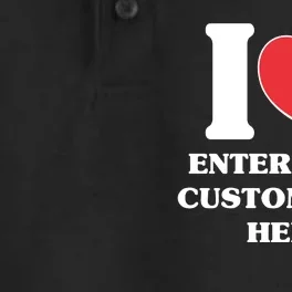 I Heart Love Custom Text Personalize Dry Zone Grid Performance Polo