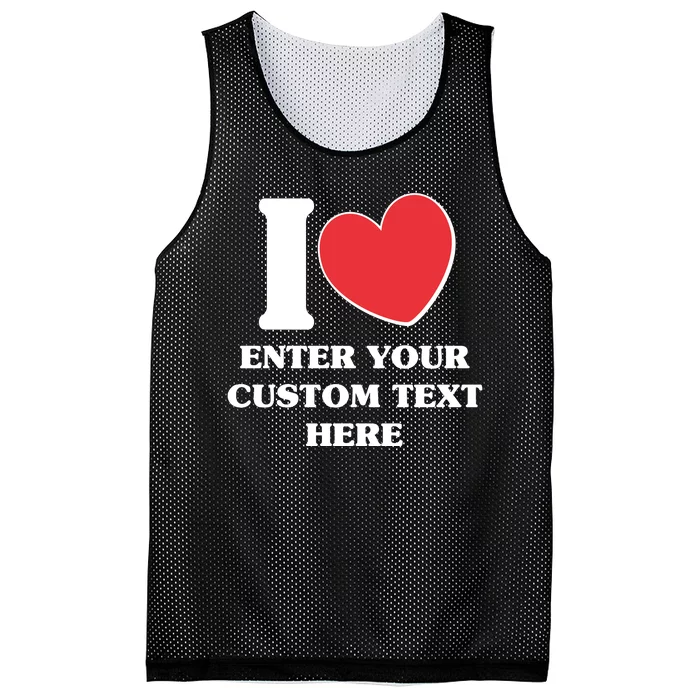 I Heart Love Custom Text Personalize Mesh Reversible Basketball Jersey Tank