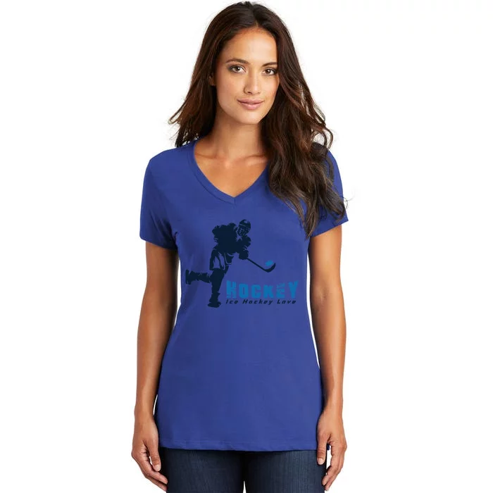 Ice Hockey Love Arena Design Meaningful Gift Women's V-Neck T-Shirt