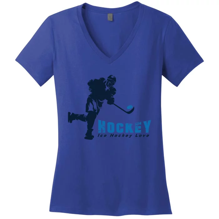 Ice Hockey Love Arena Design Meaningful Gift Women's V-Neck T-Shirt