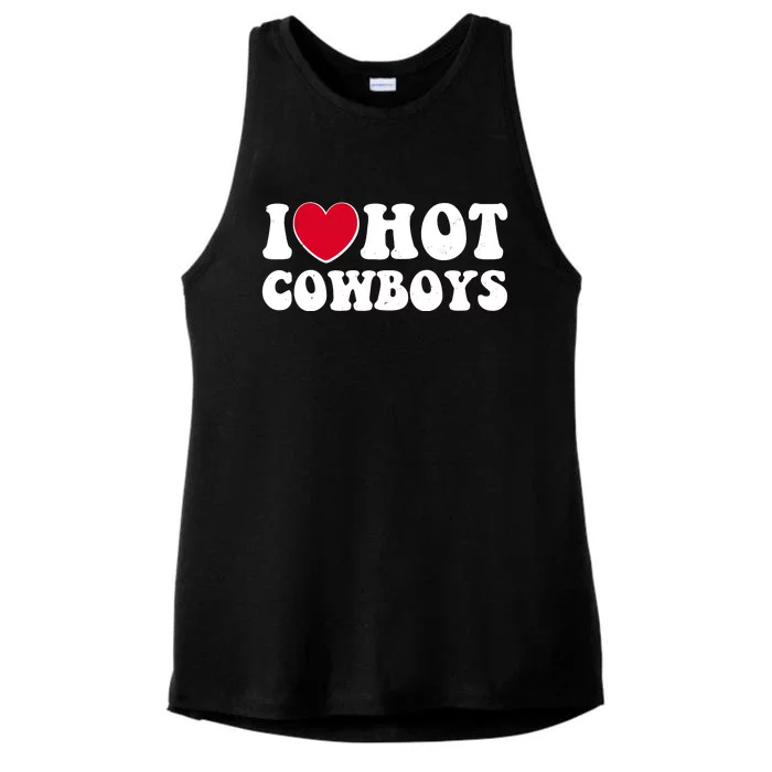 I Heart Love Hot Cowboys Ladies Tri-Blend Wicking Tank