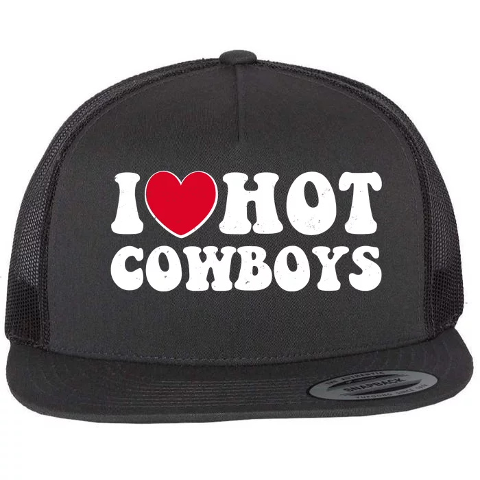 I Heart Love Hot Cowboys Flat Bill Trucker Hat