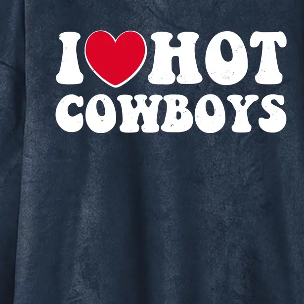 I Heart Love Hot Cowboys Hooded Wearable Blanket