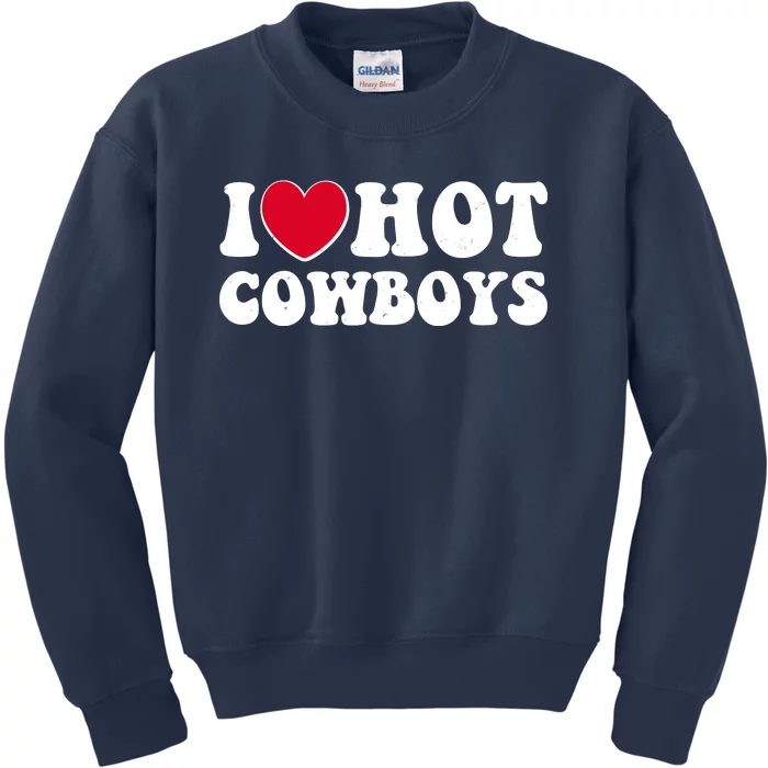 I Heart Love Hot Cowboys Kids Sweatshirt