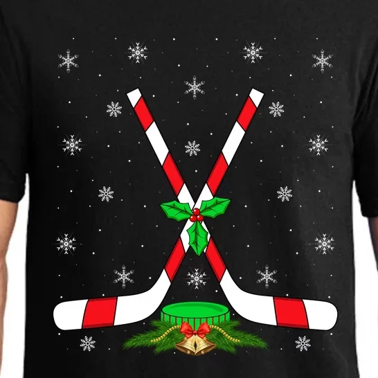 Ice Hockey Lover Xmas Lighting Santa Ice Hockey Christmas Meaningful Gift Pajama Set