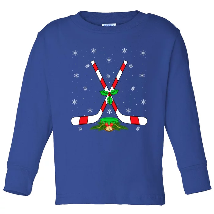 Ice Hockey Lover Xmas Lighting Santa Ice Hockey Christmas Meaningful Gift Toddler Long Sleeve Shirt