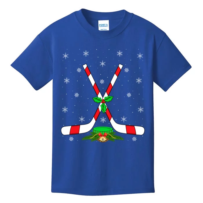 Ice Hockey Lover Xmas Lighting Santa Ice Hockey Christmas Meaningful Gift Kids T-Shirt