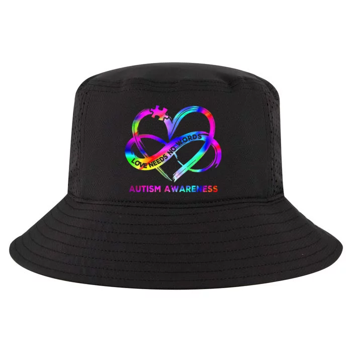 Infinity Heart Love Autism Awareness Needs No Words Tie Dye Cool Comfort Performance Bucket Hat