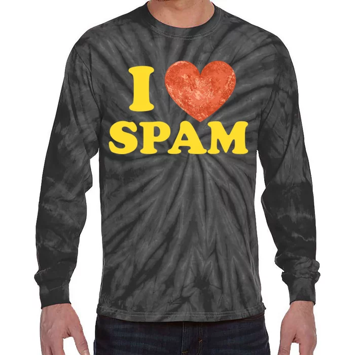 I Heart Love Spam Canned Cooked Pork Food Lover Spam Tie-Dye Long Sleeve Shirt