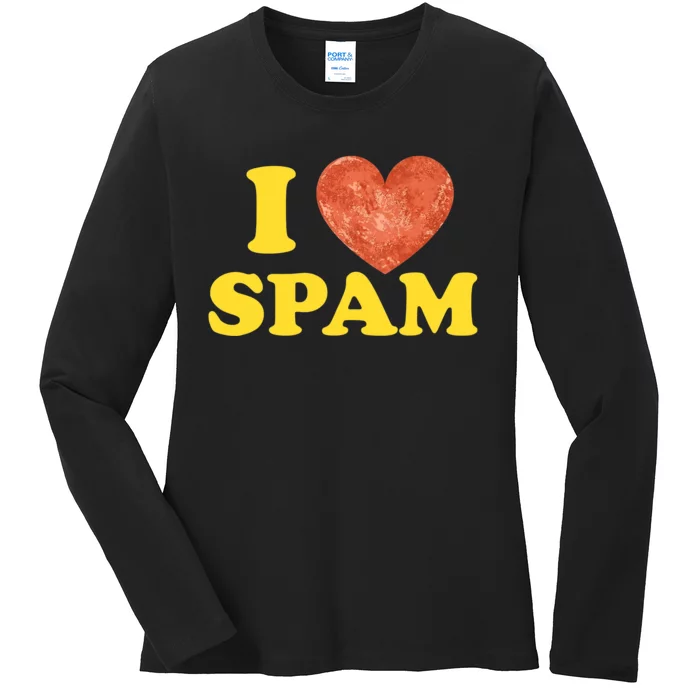 I Heart Love Spam Canned Cooked Pork Food Lover Spam Ladies Long Sleeve Shirt