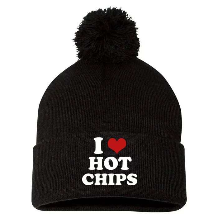 I Heart Love Hot Chips Funny 2000s Celebrity Inspired Meme Pom Pom 12in Knit Beanie