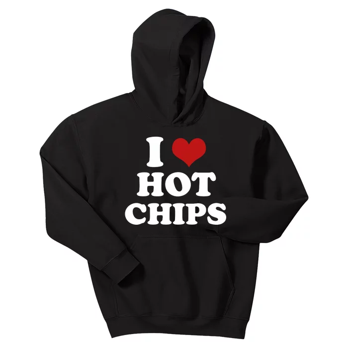 I Heart Love Hot Chips Funny 2000s Celebrity Inspired Meme Kids Hoodie