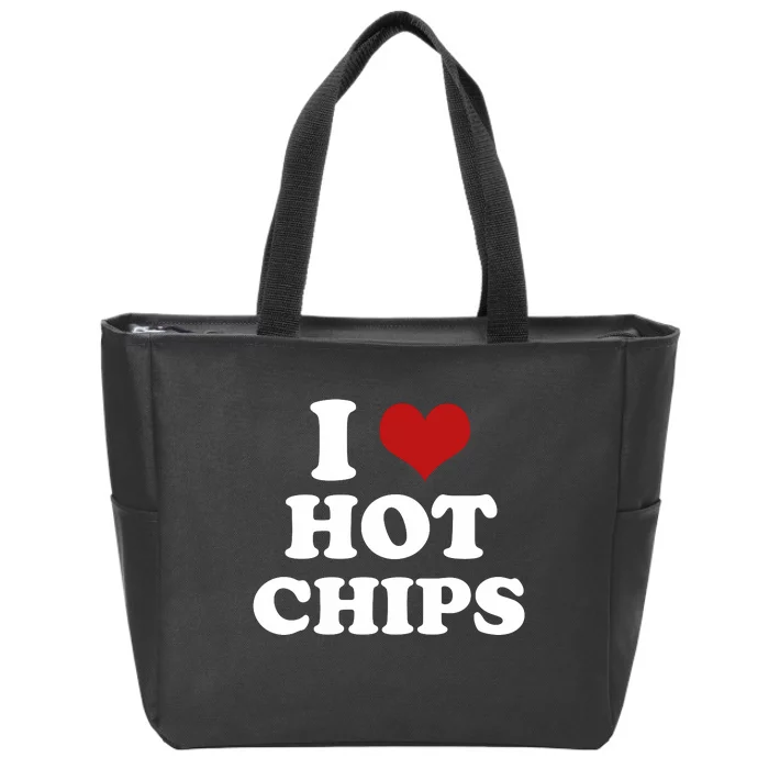 I Heart Love Hot Chips Funny 2000s Celebrity Inspired Meme Zip Tote Bag