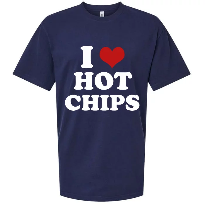 I Heart Love Hot Chips Funny 2000s Celebrity Inspired Meme Sueded Cloud Jersey T-Shirt