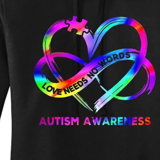 Infinity Heart Love Autism Awareness Needs No Words Women's Pullover Hoodie