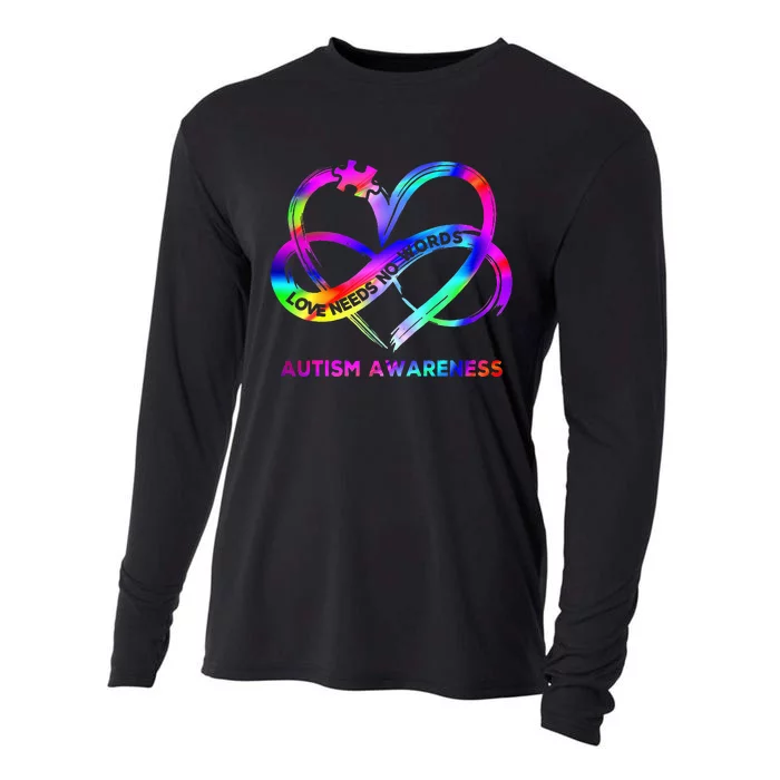 Infinity Heart Love Autism Awareness Needs No Words Cooling Performance Long Sleeve Crew