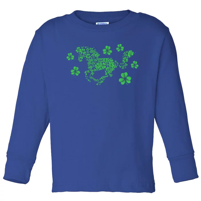 Irish Horse Lover Horseback Riding Equestrian Rider Shamrock Meaningful Gift Toddler Long Sleeve Shirt