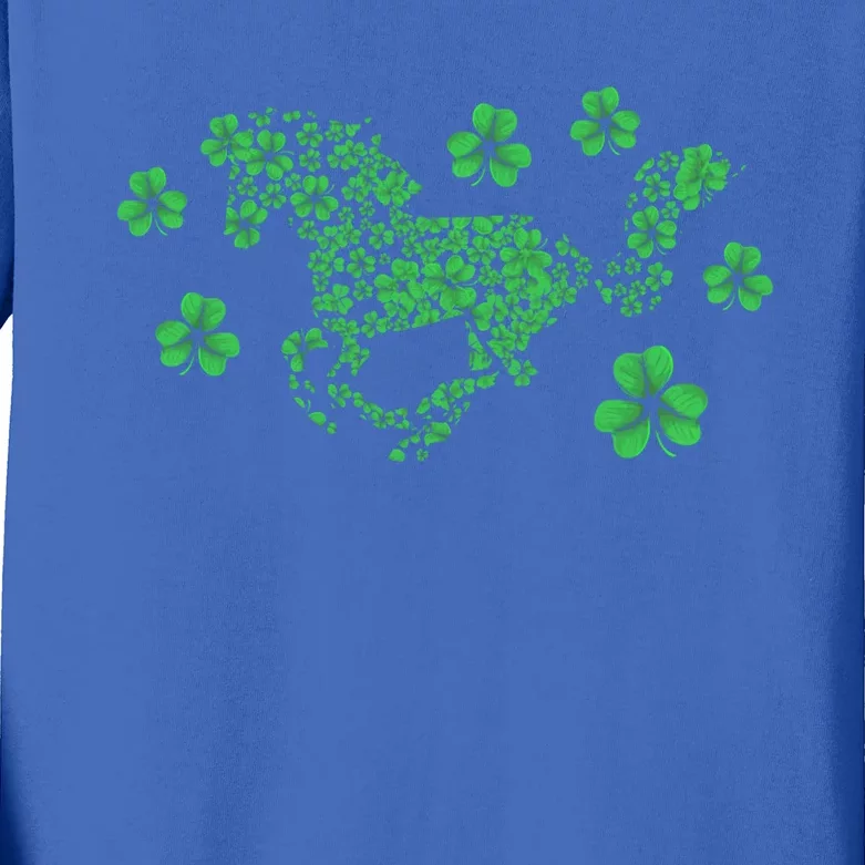 Irish Horse Lover Horseback Riding Equestrian Rider Shamrock Meaningful Gift Kids Long Sleeve Shirt