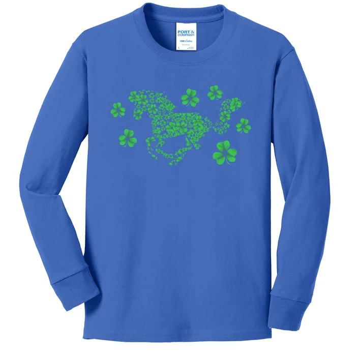 Irish Horse Lover Horseback Riding Equestrian Rider Shamrock Meaningful Gift Kids Long Sleeve Shirt