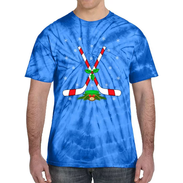 Ice Hockey Lover Xmas Lighting Santa Ice Hockey Christmas Meaningful Gift Tie-Dye T-Shirt