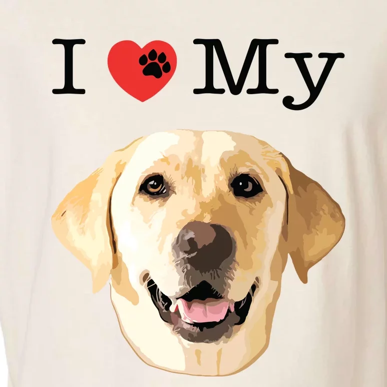 I Heart Love My Yellow Lab Portrait Of Labrador Face Garment-Dyed Women's Muscle Tee