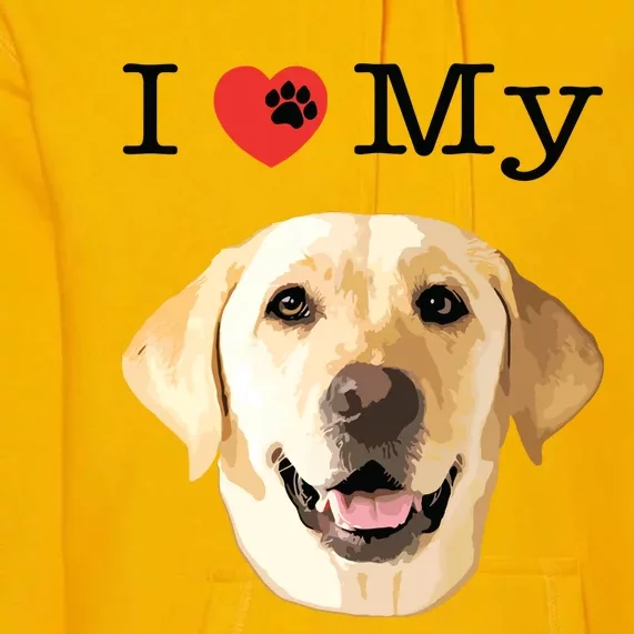 I Heart Love My Yellow Lab Portrait Of Labrador Face Premium Hoodie