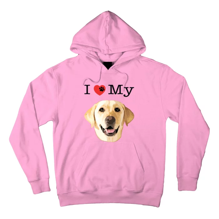 I Heart Love My Yellow Lab Portrait Of Labrador Face Hoodie