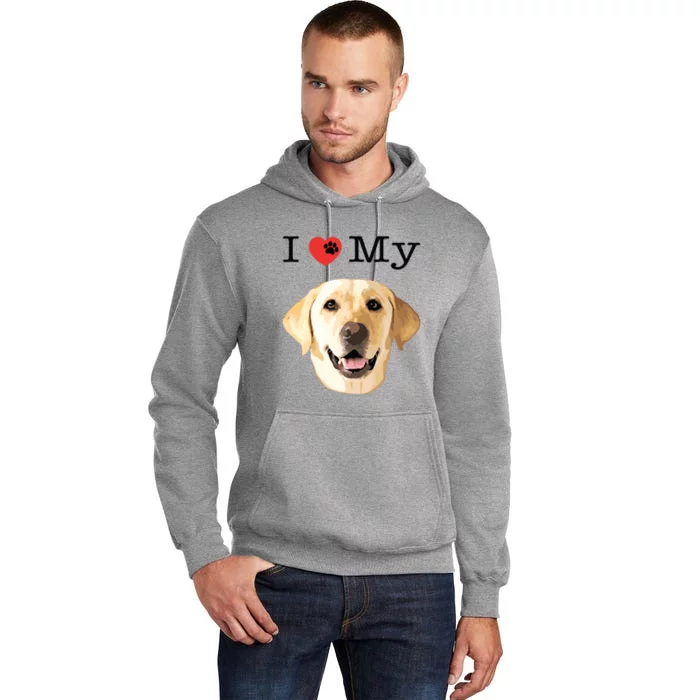 I Heart Love My Yellow Lab Portrait Of Labrador Face Tall Hoodie