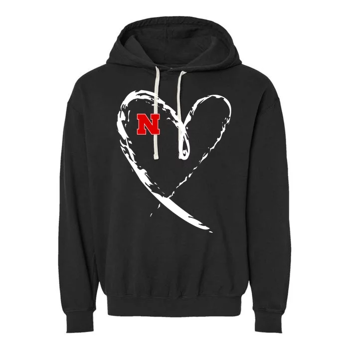 I Heart Love Nebraska Football Garment-Dyed Fleece Hoodie