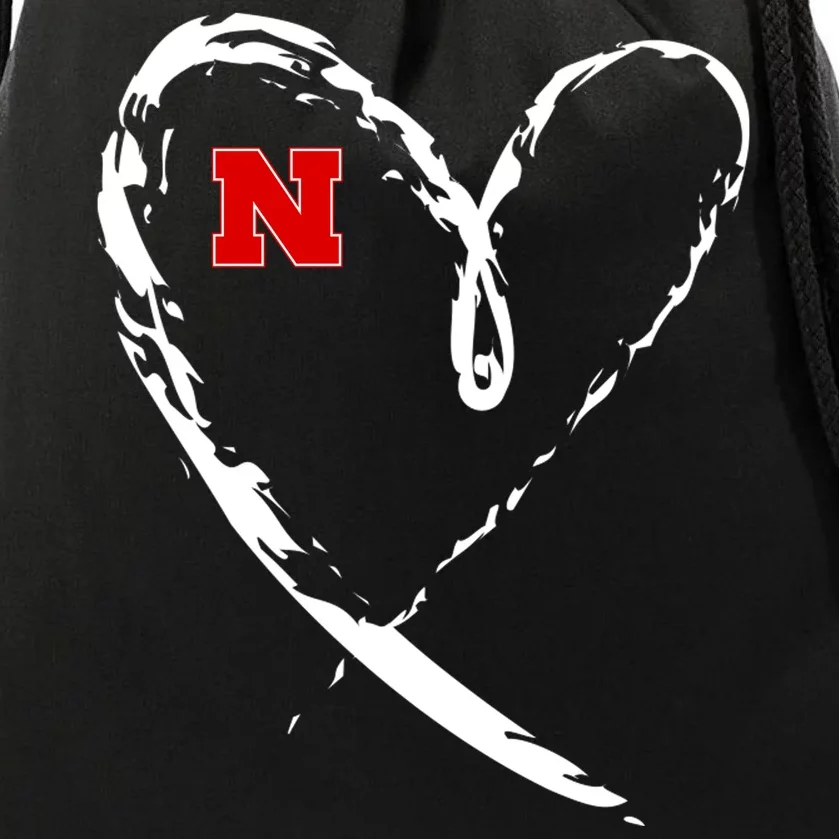 I Heart Love Nebraska Football Drawstring Bag