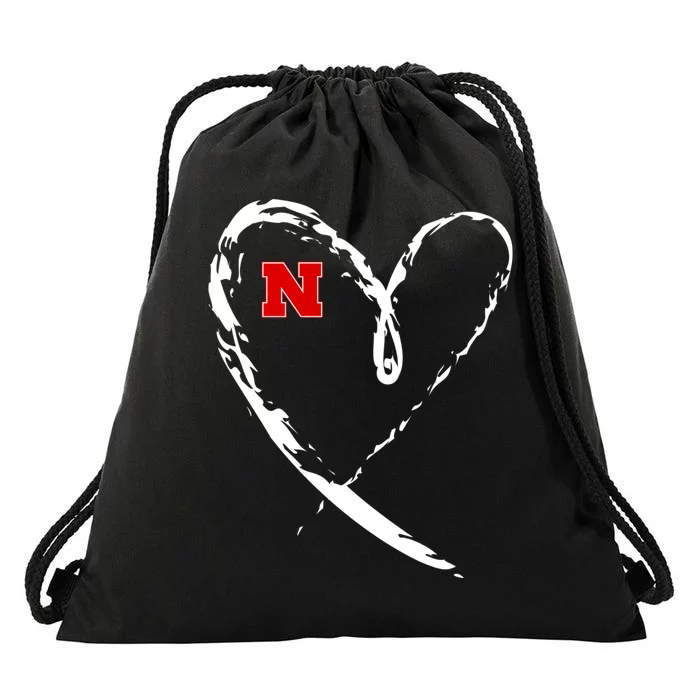 I Heart Love Nebraska Football Drawstring Bag