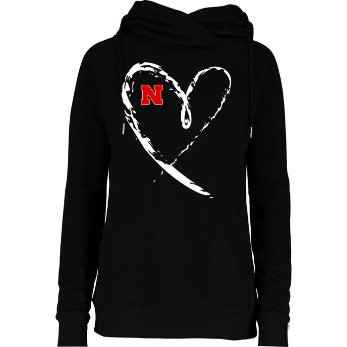 I Heart Love Nebraska Football Womens Funnel Neck Pullover Hood