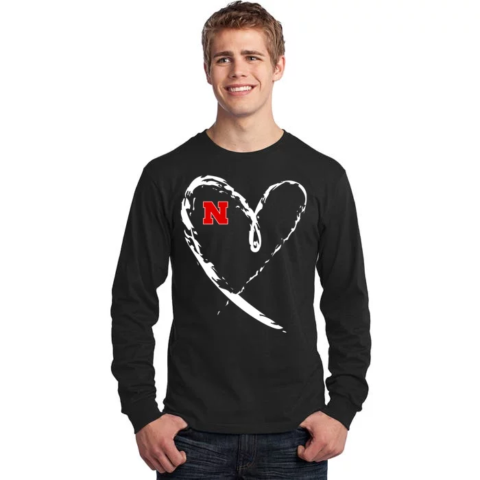 I Heart Love Nebraska Football Tall Long Sleeve T-Shirt