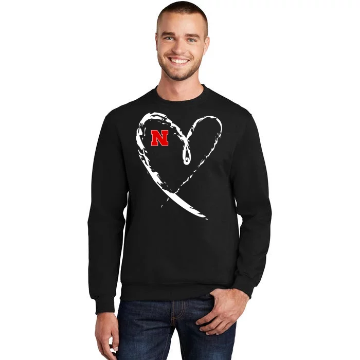 I Heart Love Nebraska Football Tall Sweatshirt