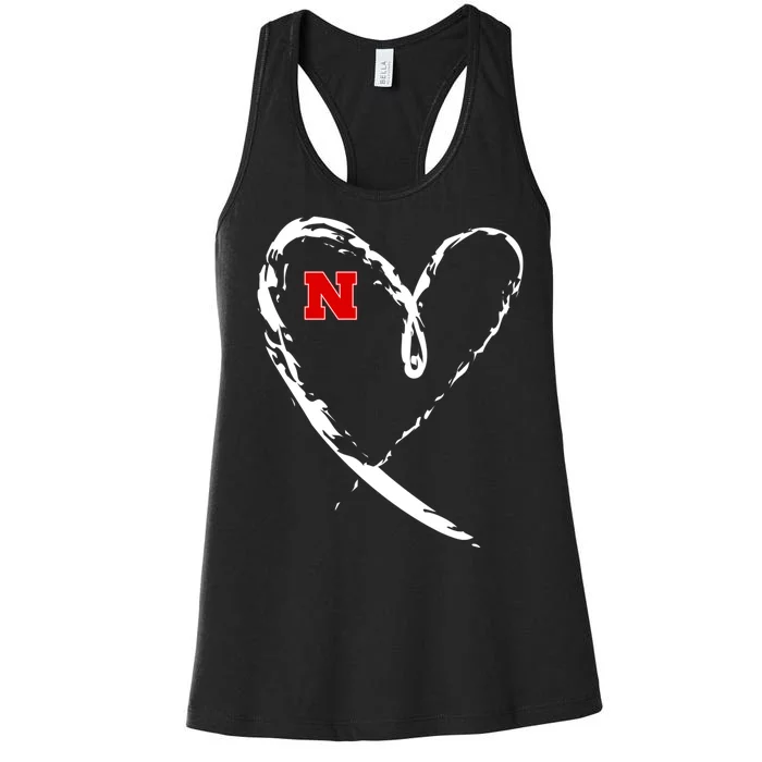 I Heart Love Nebraska Football Women's Racerback Tank