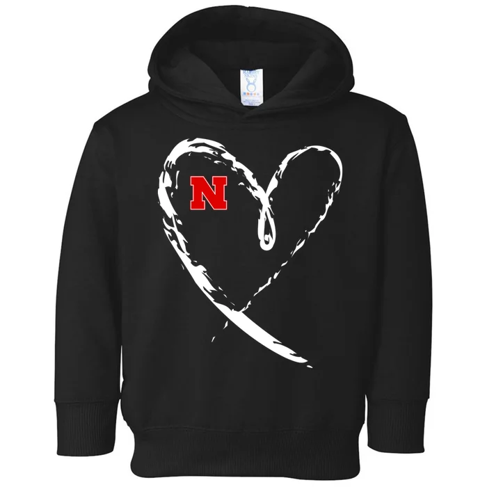 I Heart Love Nebraska Football Toddler Hoodie