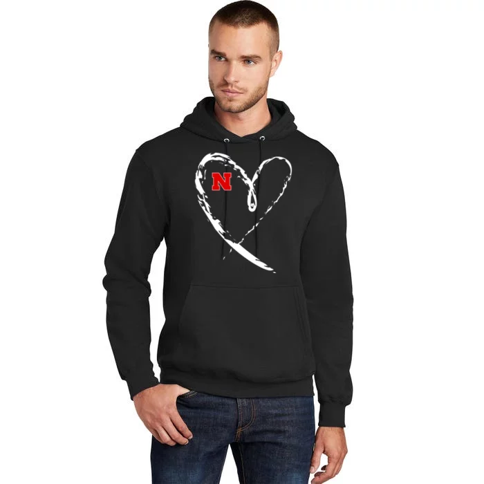 I Heart Love Nebraska Football Tall Hoodie