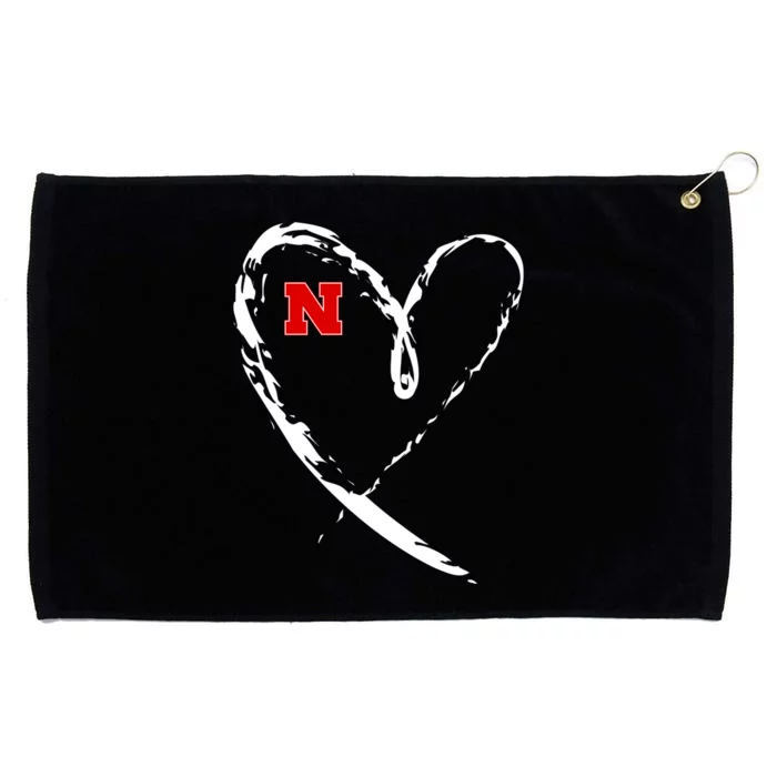 I Heart Love Nebraska Football Grommeted Golf Towel