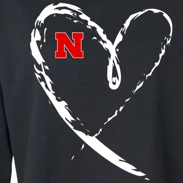 I Heart Love Nebraska Football Cropped Pullover Crew