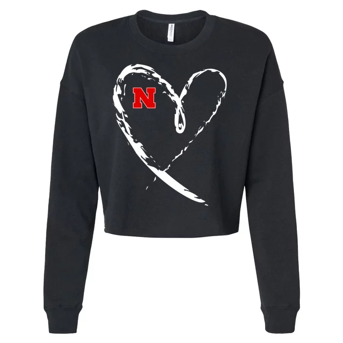 I Heart Love Nebraska Football Cropped Pullover Crew